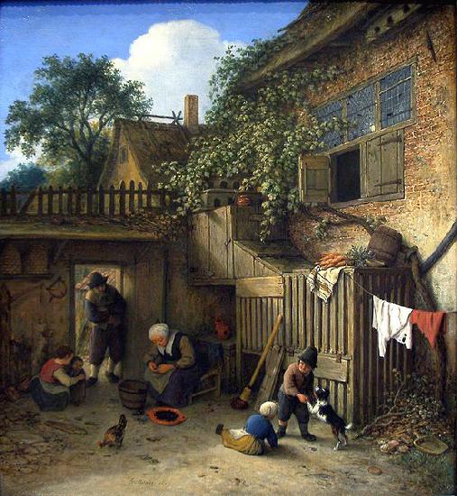 Adriaen van ostade The cottage dooryard. Germany oil painting art